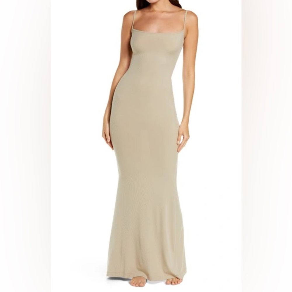 SKIMS TAUPE FITS EVERYBODY RIBBED MAXI DRESS